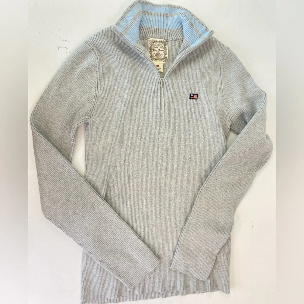 Ralph Lauren Polo Jeans Gray Ribbed 1/4 zip Pullover Sweater Boys size Medium
